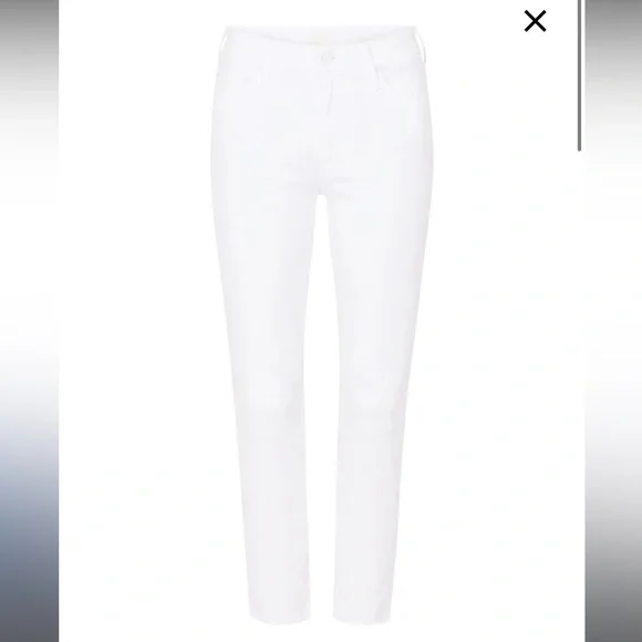 MOTHER The Looker Crop White Straight Leg Ankle Crop Jeans Glass Slipper White - Picture 5 of 15